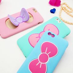 Cute Kitty Bow with Stand Function Silicone Case for iPhone 6 Plus 5.5 inches 